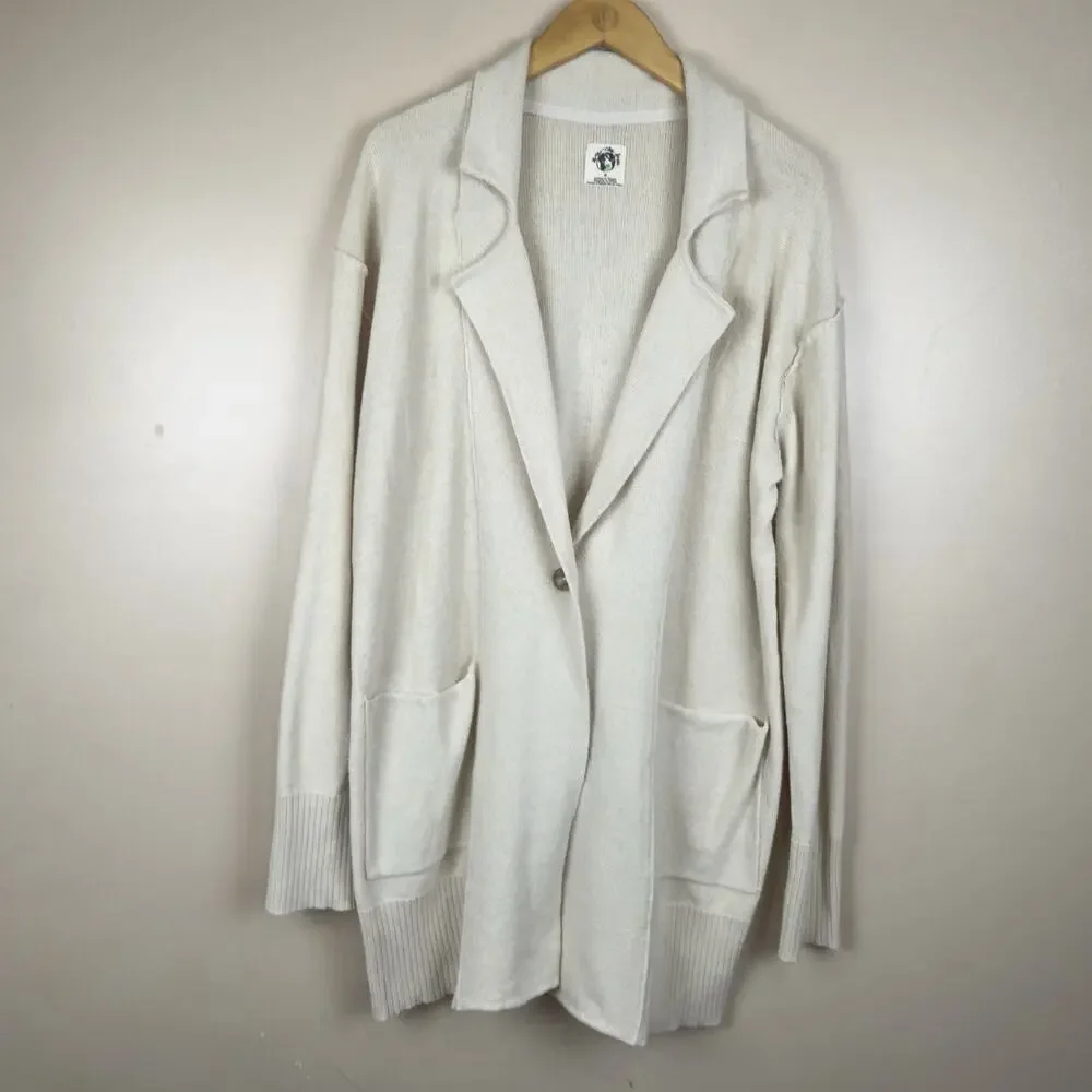 Free People We The Free Desert Knit Blazer Oversized Women Beige Size M